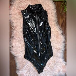 Zip-up Vinyl Bodysuit